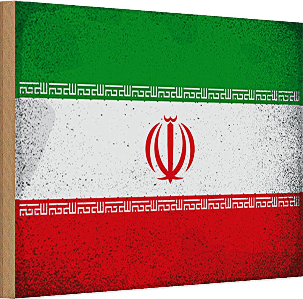 Holzschild Flagge Iran 30x20cm Flag of iran Vintage