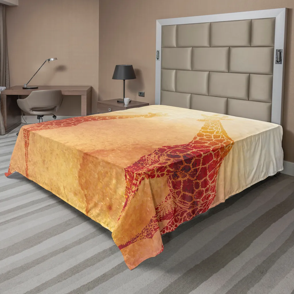 Lenzuolo Matrimoniale ABAKUHAUS Safari Giraffa | Arancione Vintage