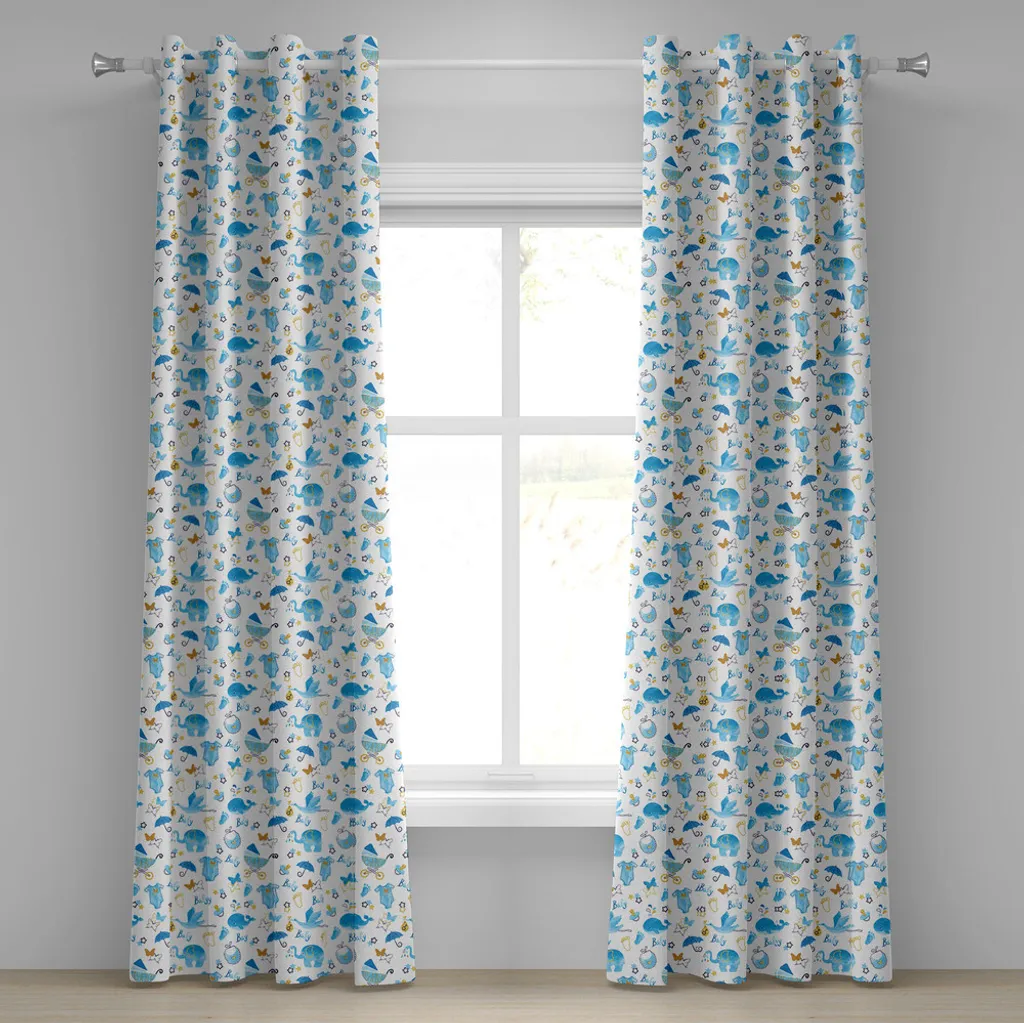 Tenda Cameretta Neonati ABAKUHAUS Cicogna Elefante 280x225cm Blu