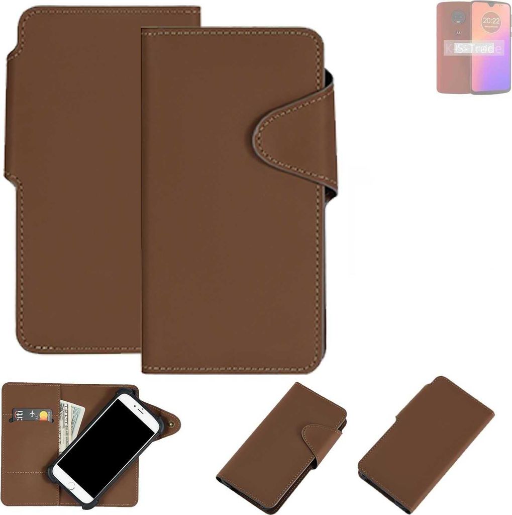 K-S-Trade Schutzhülle Klapphülle Kunstleder für Motorola Moto G7 Plus braun Handy Hülle Wallet Case