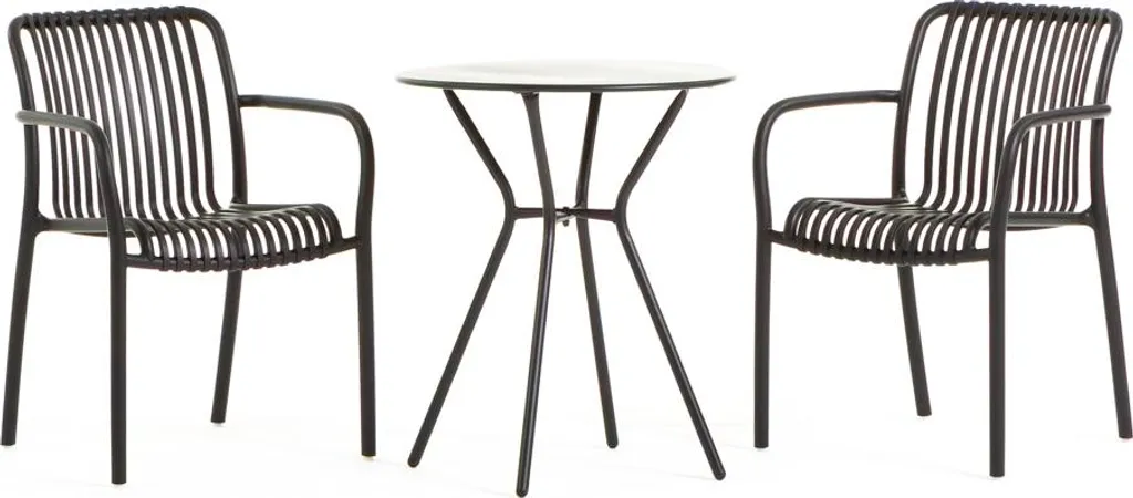 Ensemble bistrot NATHAN + SIMONA anthracite avec table ronde et 2 chaises