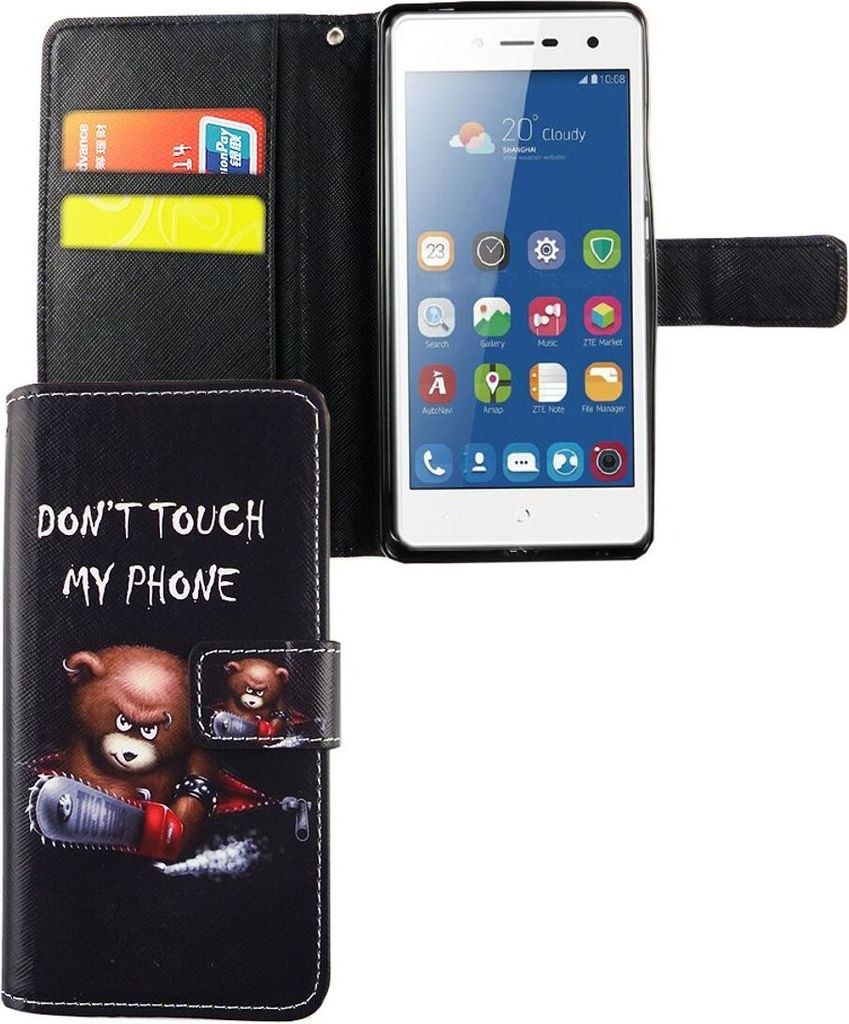 Handyhülle Tasche für Handy ZTE Blade L7 Schriftzug Bär mit Produktbild 