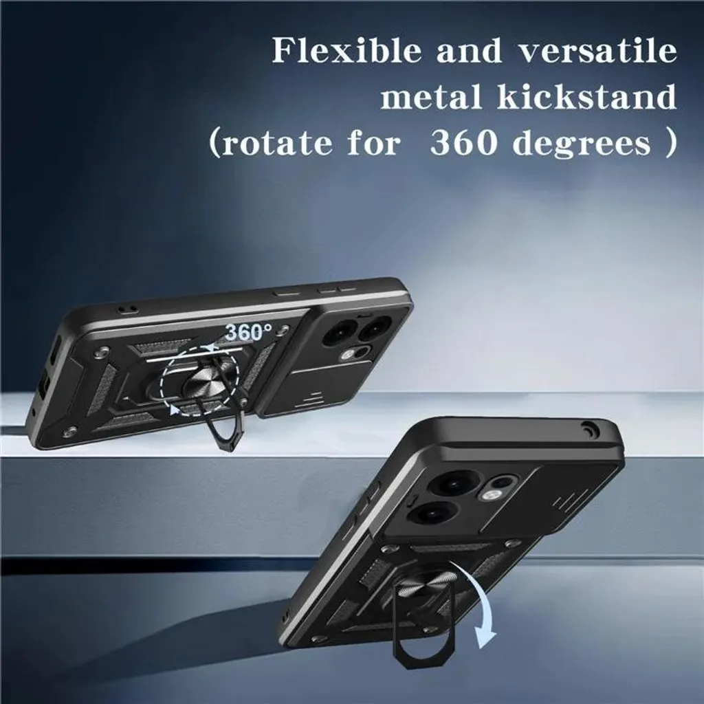 Custodia per Oppo Reno13 F 4G/5G / Reno13 FS 5G - Cover posteriore Phonesta CamShield con cursore per fotocamera - Rosso