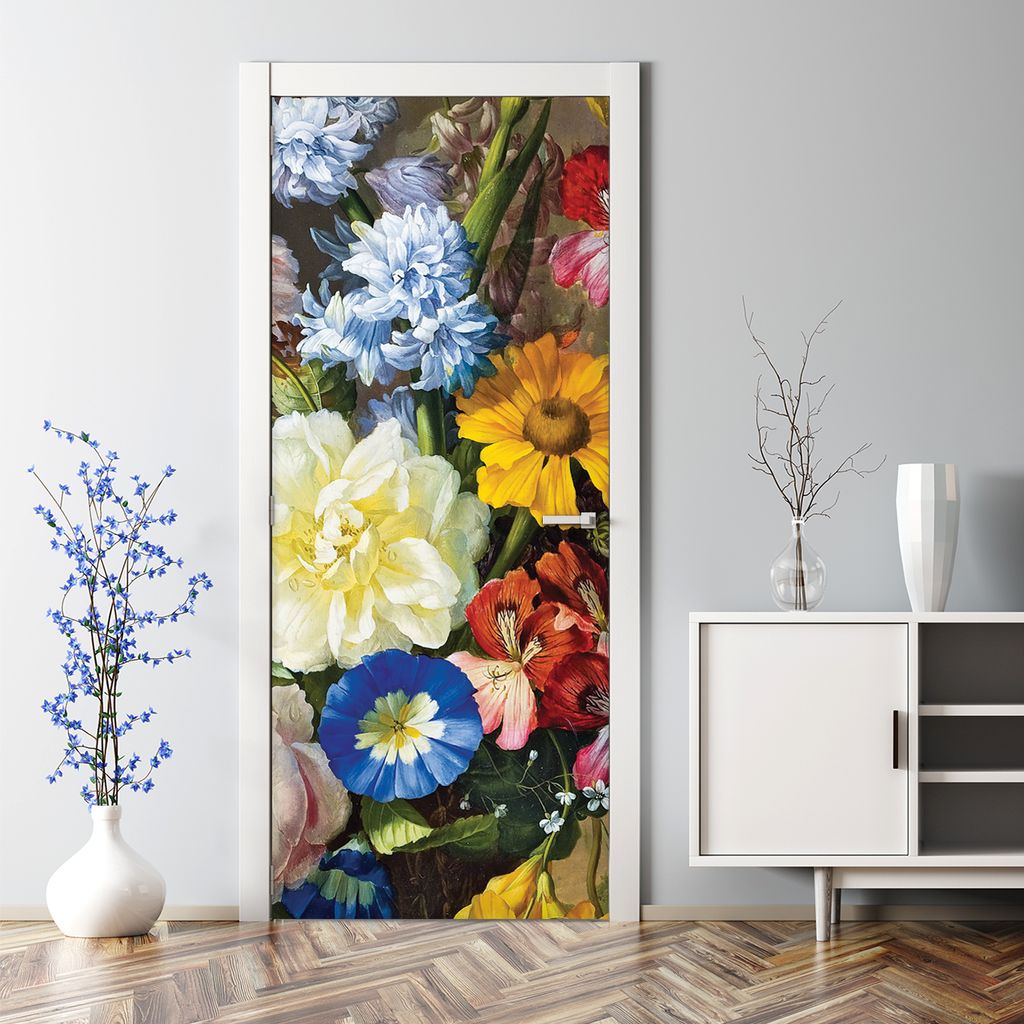 Dekorative Türaufkleber selbstklebend Klebefolie Türtapete Türfolie Blumenstrauß 70 x 200 cm