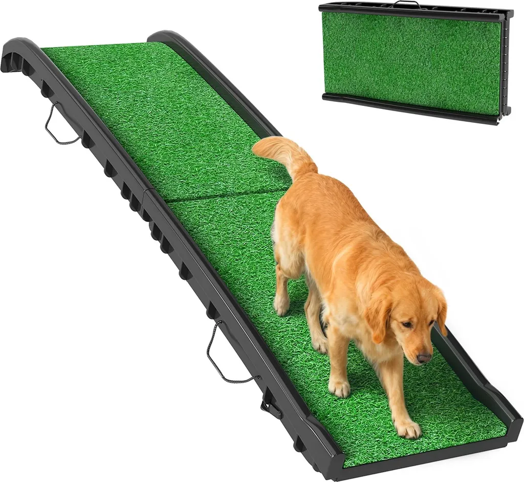 Rampe pour chien voiture 155cm facilitant l'accès au coffre pliable vert