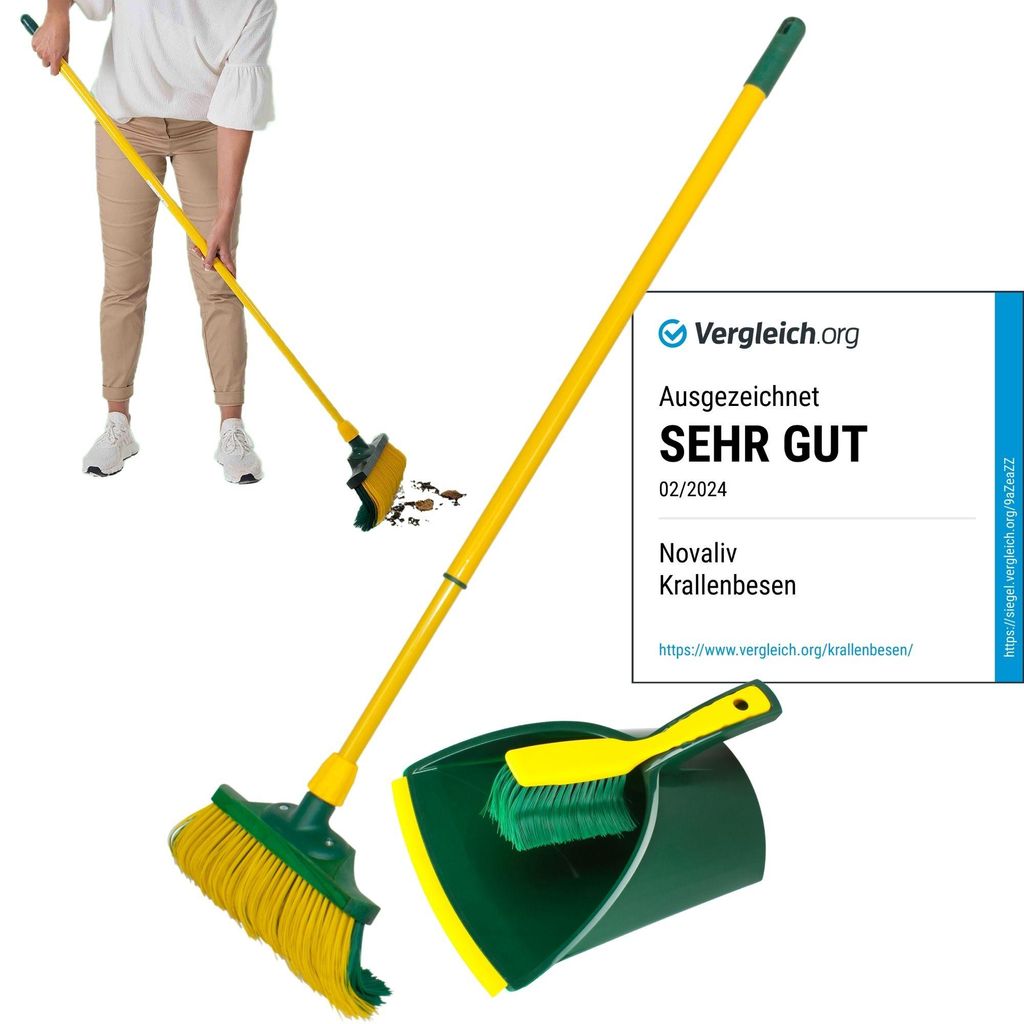 Novaliv Krallenbesen Set 30 cm Holz mit Teleskopstiel Produktbild 