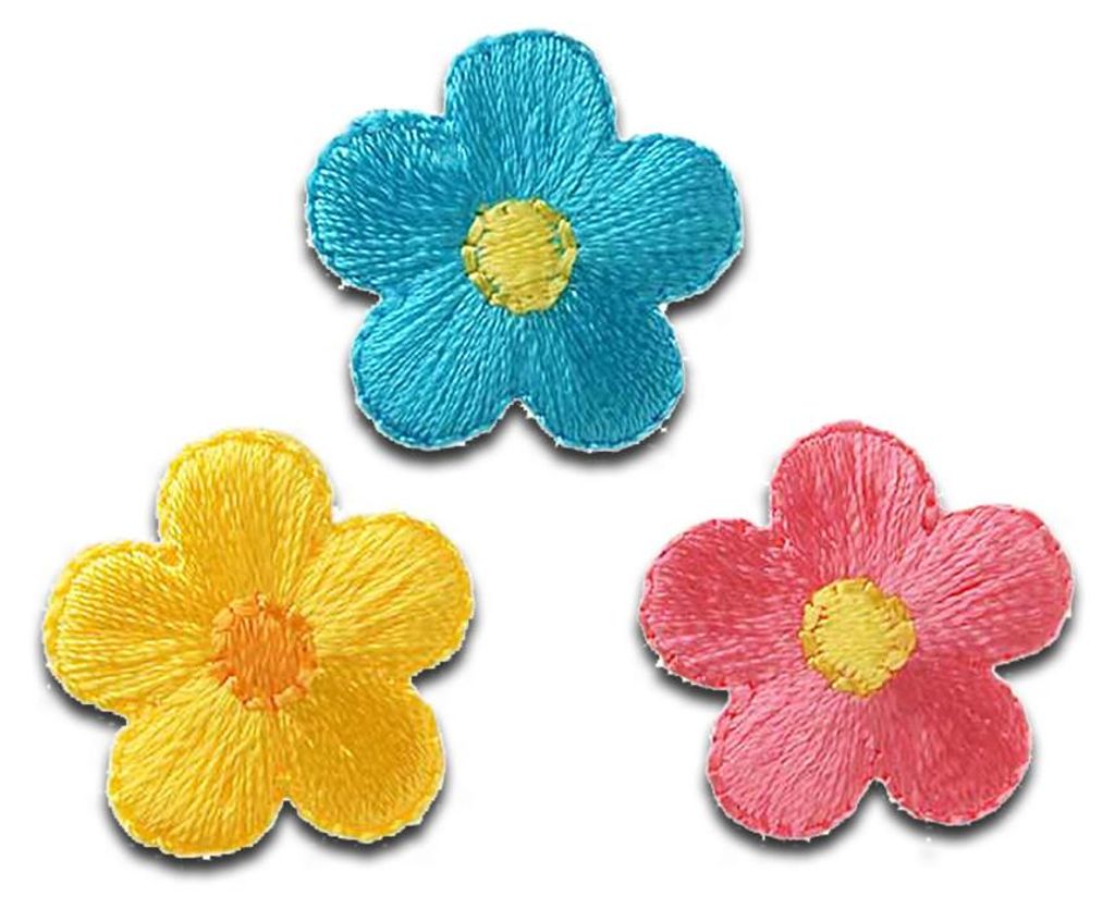 3 Blüten Blume - Aufnäher, Bügelbild, Aufbügler, Produktbild 