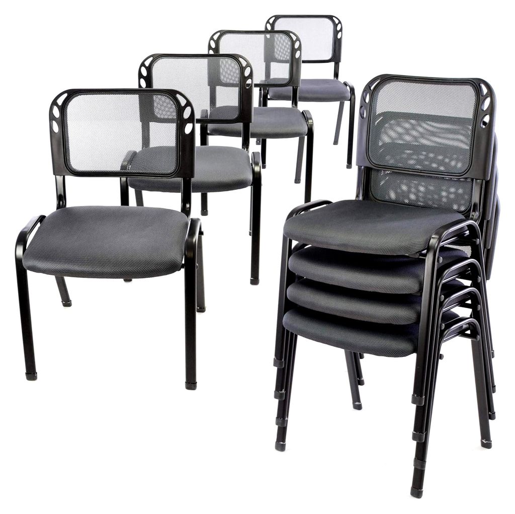 8er Set Konferenzstühle grau gepolsterte Sitzfläche stapelbar 52,5 x 45 x 80 cm Metallrahmen schwarz Anthrazit