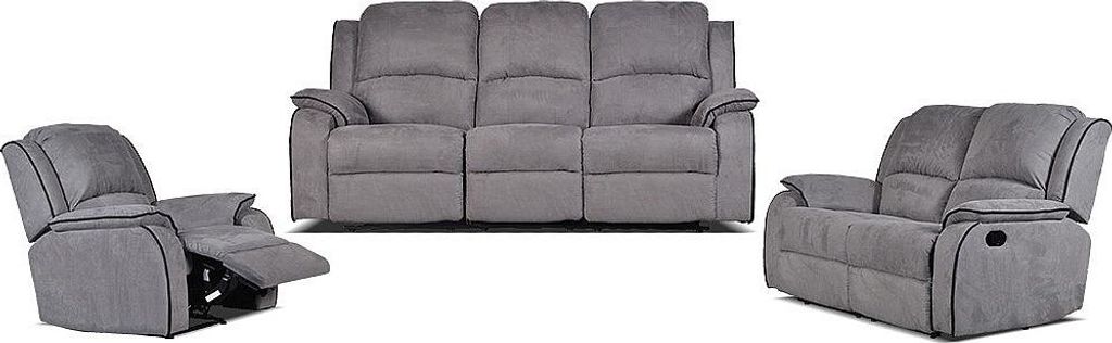 HERNANI 3-Sitzer-Sofa, 2-Sitzer-Sofa und Sessel mit Relaxfunktion aus Mikrofaser - Grau