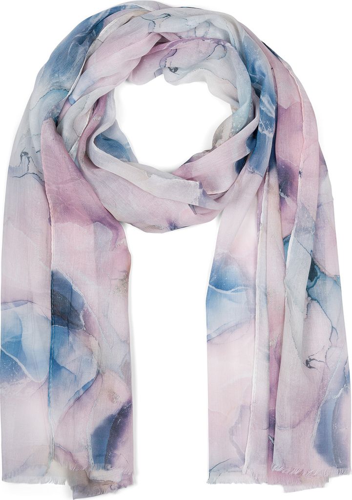 styleBREAKER Damen Schal mit edlem Marmor Muster und kurzen Fransen, leichtes Tuch in Pastell Farben, Stola 01016219