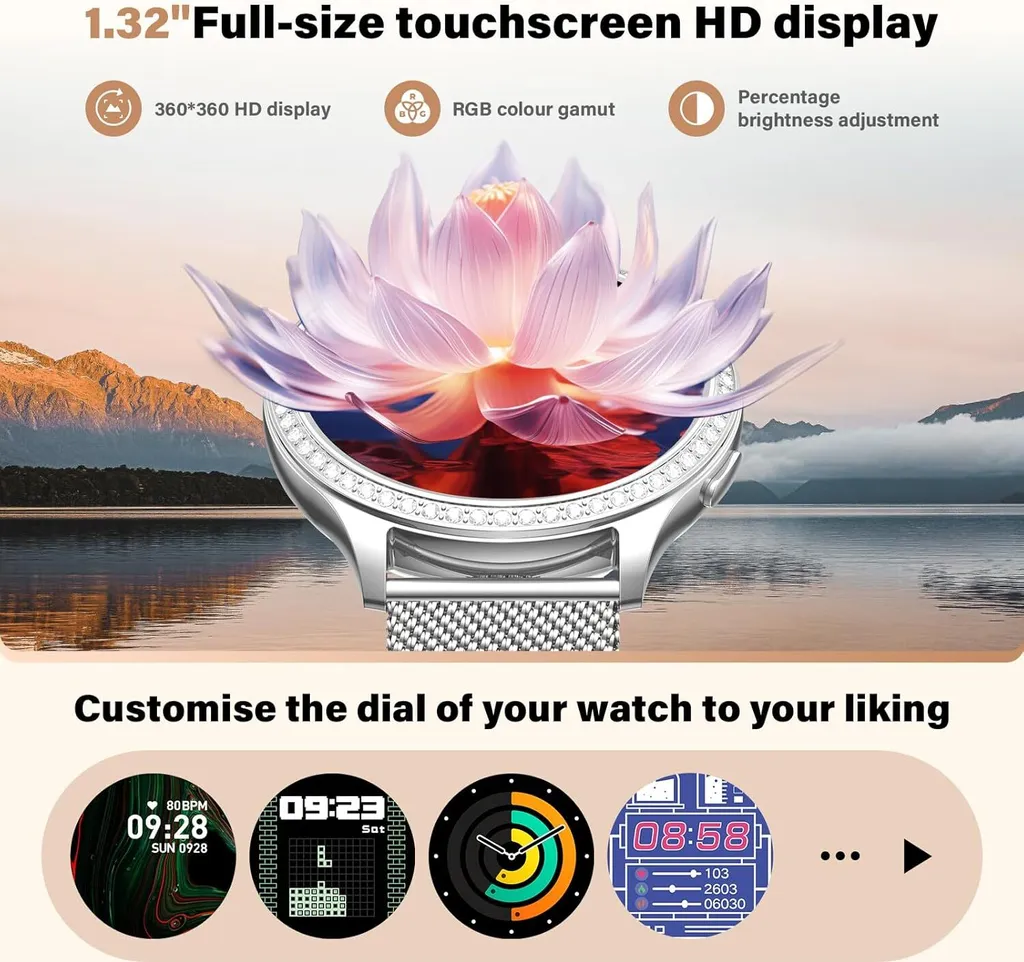 Smartwatch Donna Elfofle 1.32" IPS: Eleganza IP68 e Monitoraggio Ciclo - 2