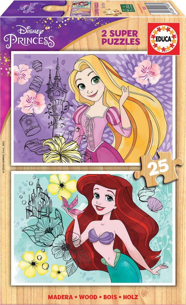 Educa Holzpuzzle Disney Princess 2x25 Teile Rapunzel Spielzeug