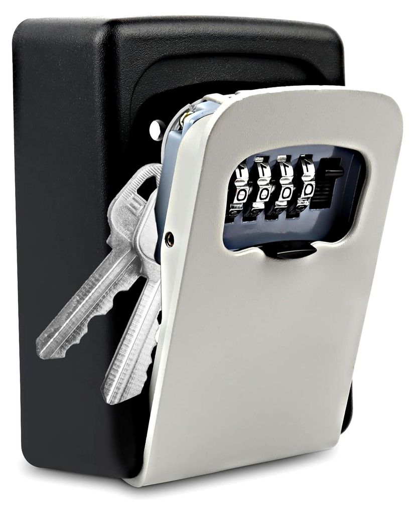 Schlüsseltresor für den Außenbereich, Schlüsselbox mit Zahlencode, Wandmontage, 4-stelliger Schlüsselsafe aus Zinklegierung, robust und sicher...
