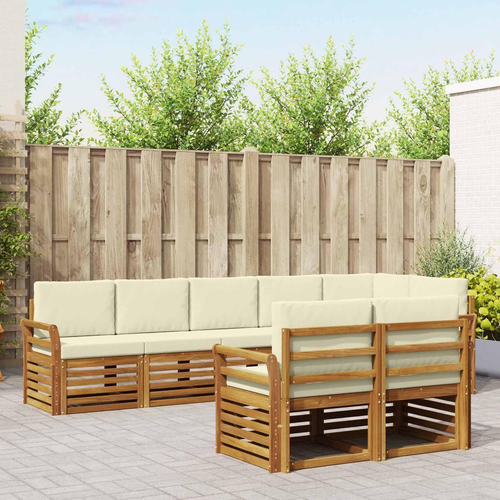 "Neues Produkt" Sofagarnituren - CLORIS - Terrassen-Sofa - 8 pcs - Natur und Creme Massivholz Akazie - Modern Gartensofas V2022
