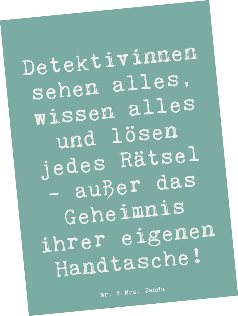 Mr. & Mrs. Panda Postkarte Spruch Detektivin Rätsel - Produktbild 