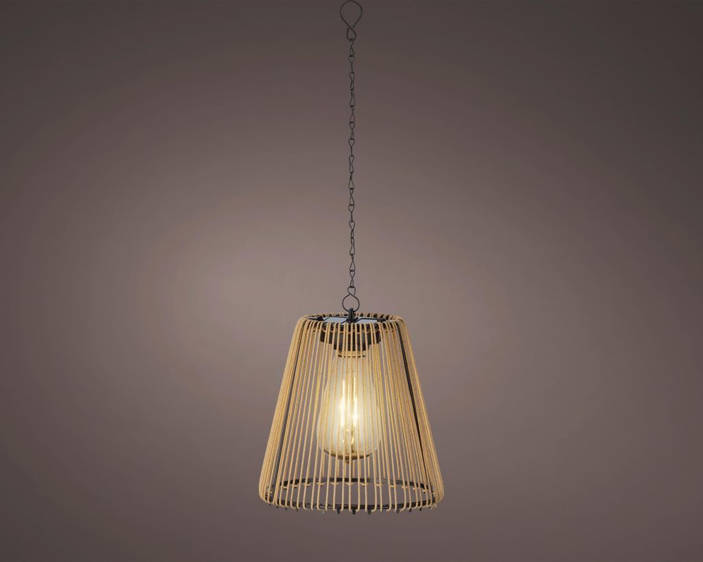 Solar LED Pendellampe Outdoor 17,5cm Rattan-Optik Beige / Produktbild 