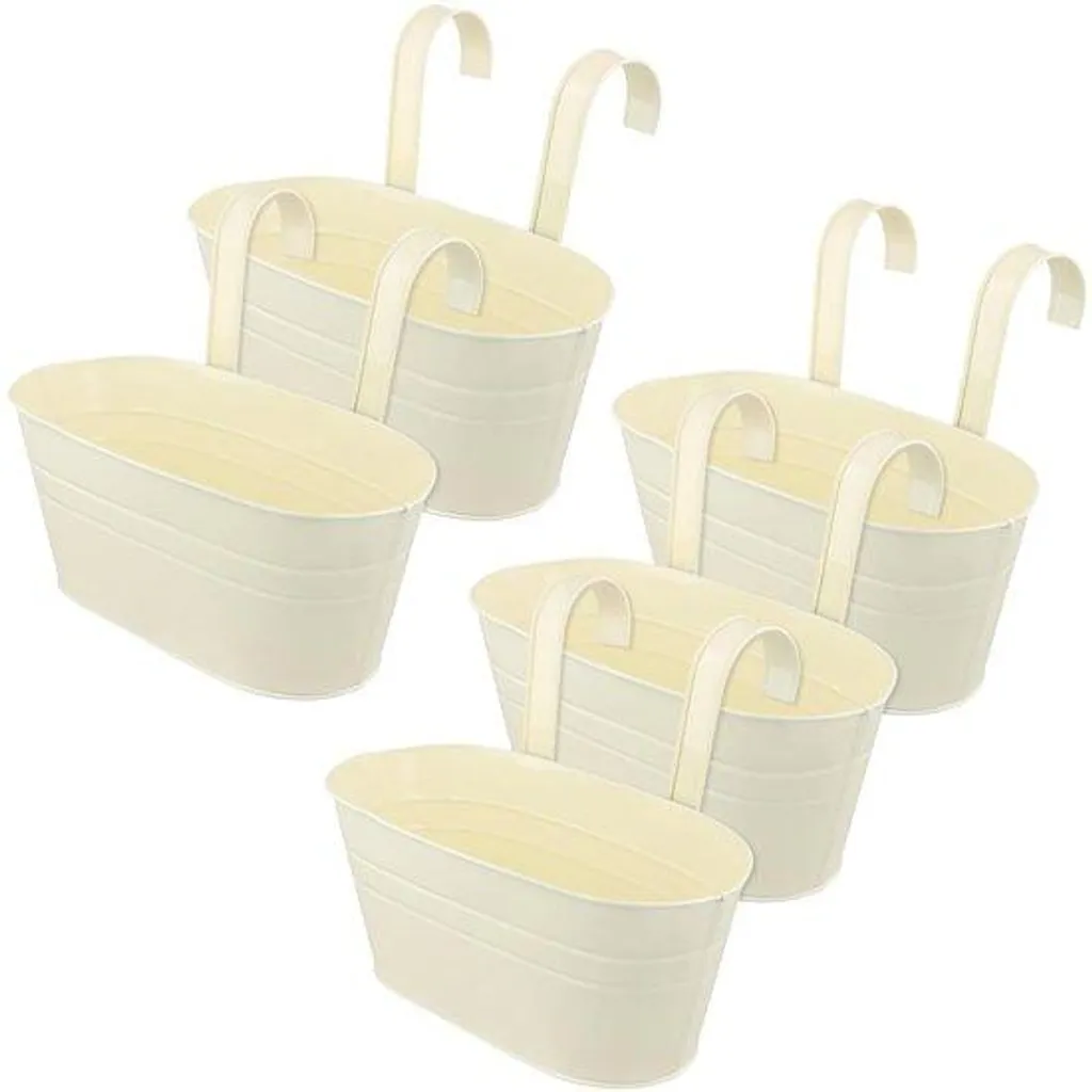 Pots de fleurs à suspendre en métal beige style rétro pour clôture