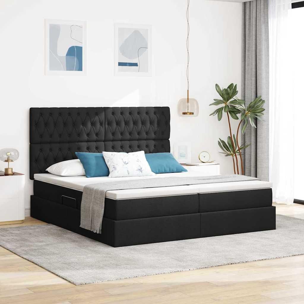 CLOIRS@ Bettgestell für Erwachsene/Kinder - mit LED-Lichtleisten - Schwarz 180x200 cm Stoff