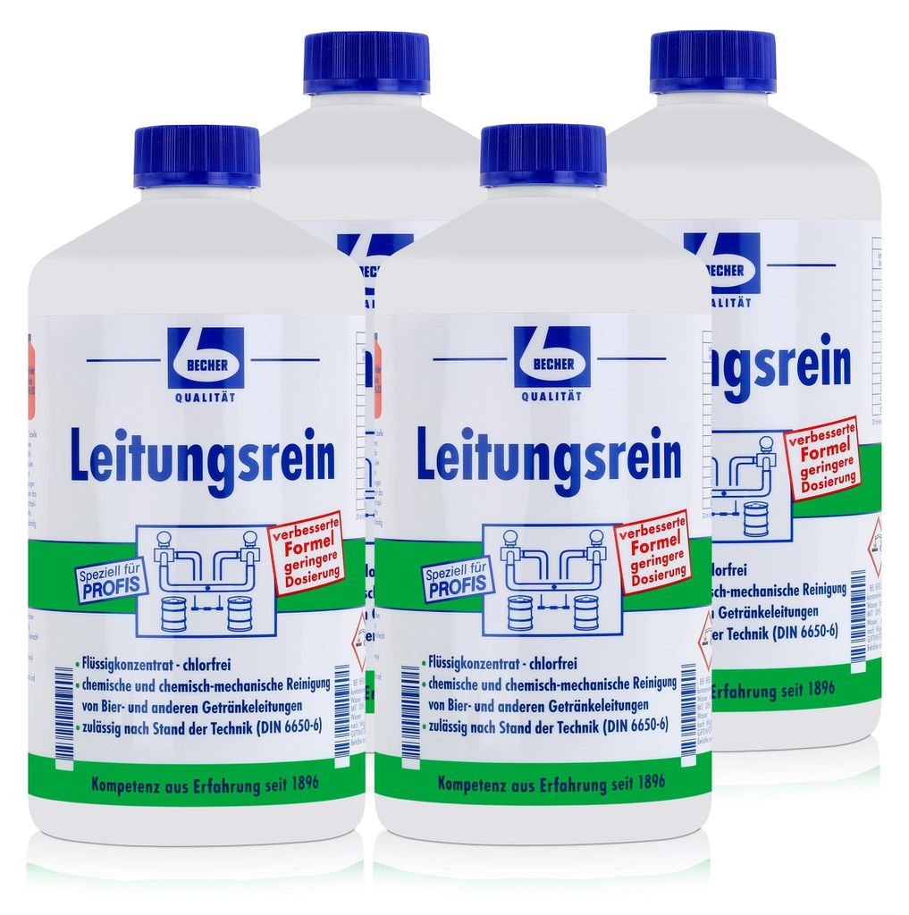 Dr. Becher Leitungsrein 1L zur chemischen, alkalischen Standreinigung (4er Pack)