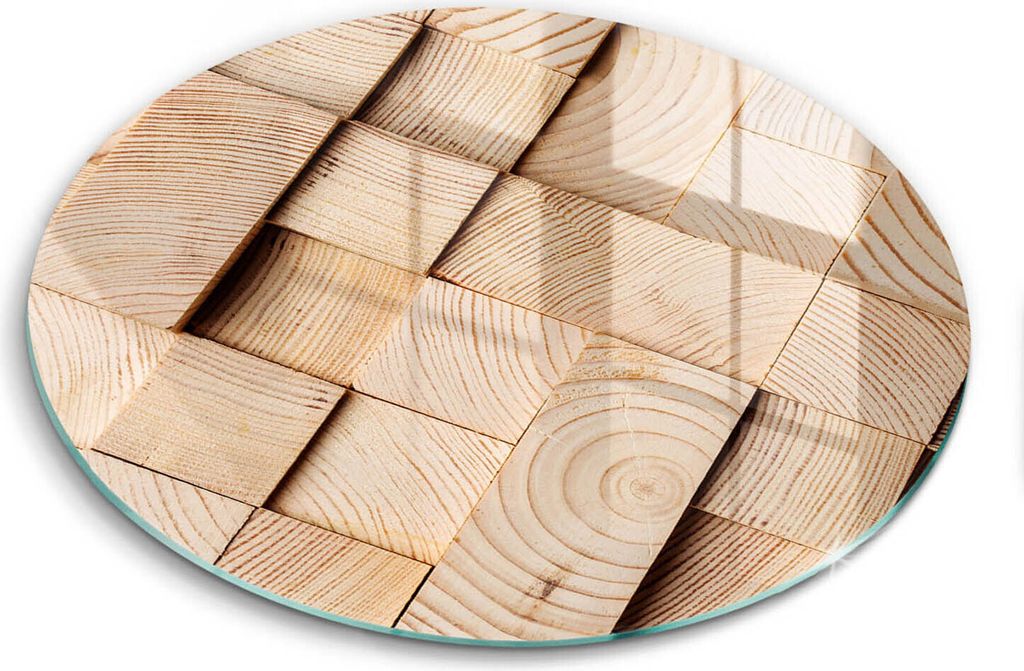Glasschneideplatte - Herdabdeckplatte - fi30 cm -Schneidebrett - Spritzschutz - Holzquadrate