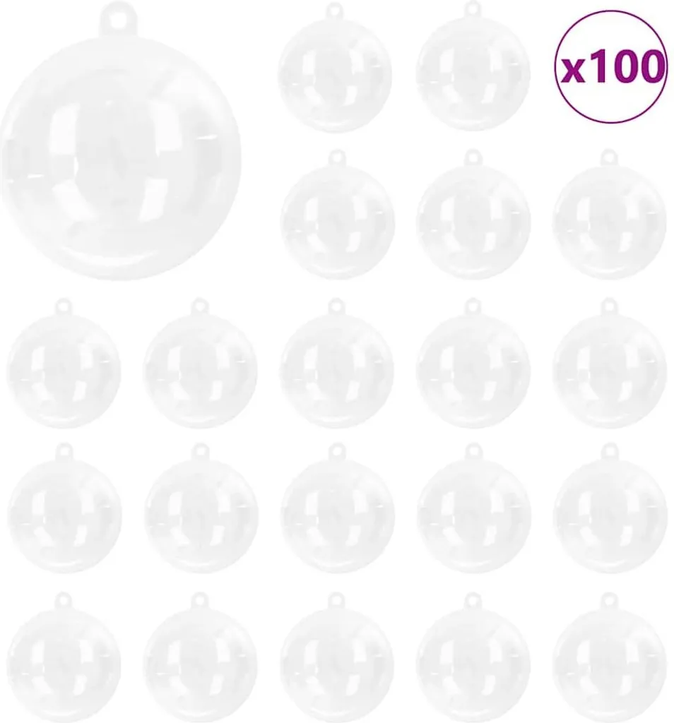 Set 100 Palle di Natale Trasparenti Ø 8 cm - Addobbi Albero Plastica