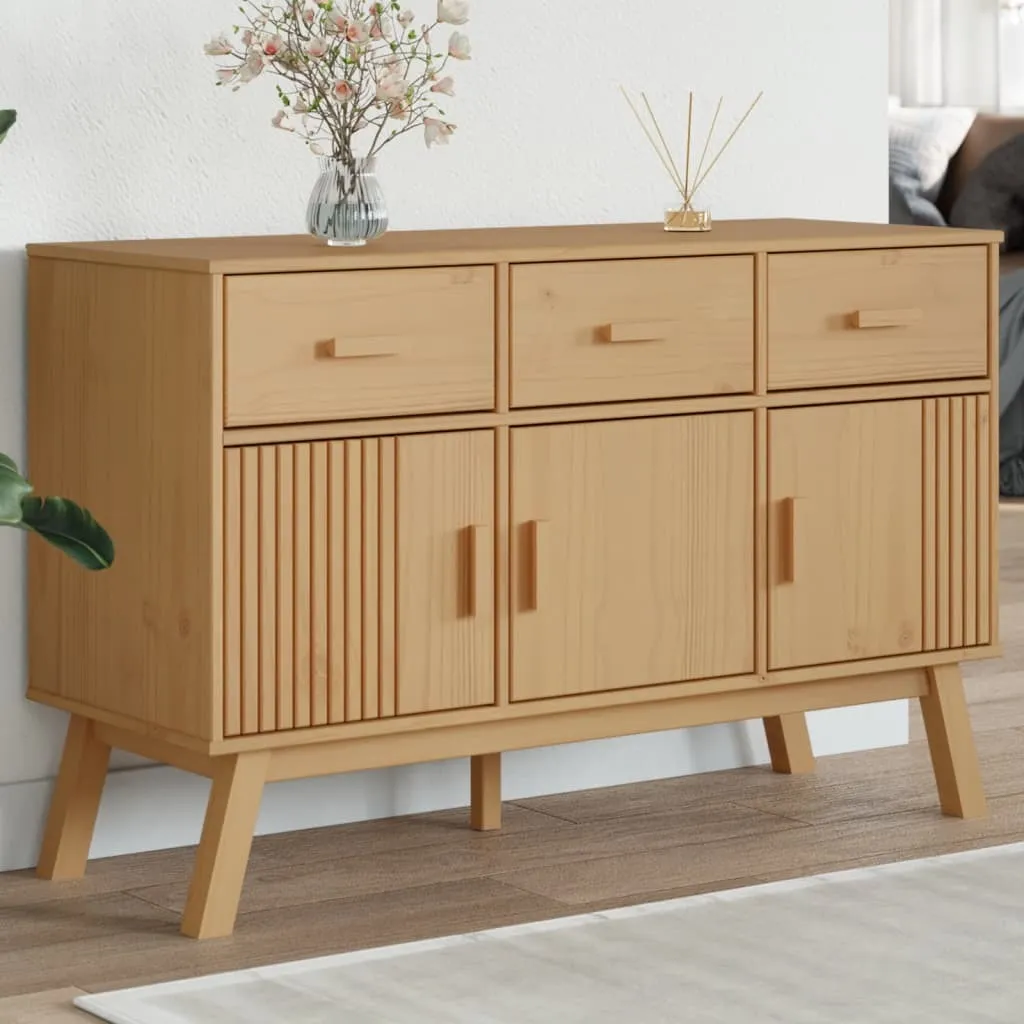 Bahut de Rangement OLDEN Marron en Bois de Pin Massif 114 cm vidaXL