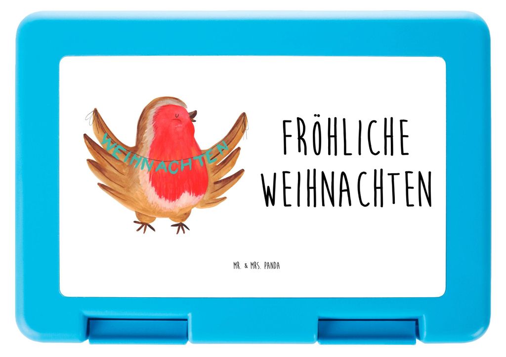 Mr. & Mrs. Panda Essensbox Rotkehlchen Weihnachten - Weiß - Geschenk, Frohe, Vorratsbehälter, Frischhaltedose, Vogel, Weihnachtsgruß, Vorratsdos...