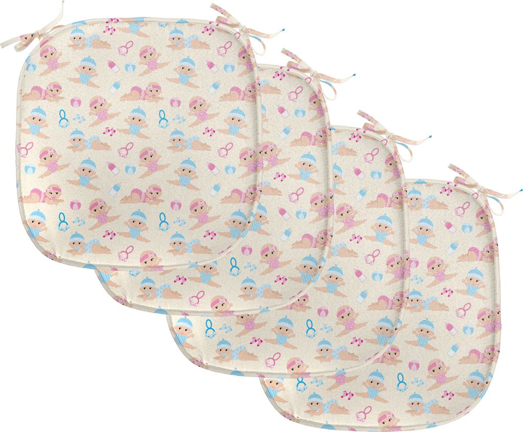 ABAKUHAUS Baby Polster für Esszimmerstühle, Bruder und Schwester Rattle, Dekoratives wasserfestes Kissen mit Riemen für Küchensitze, 40 cm x 40...