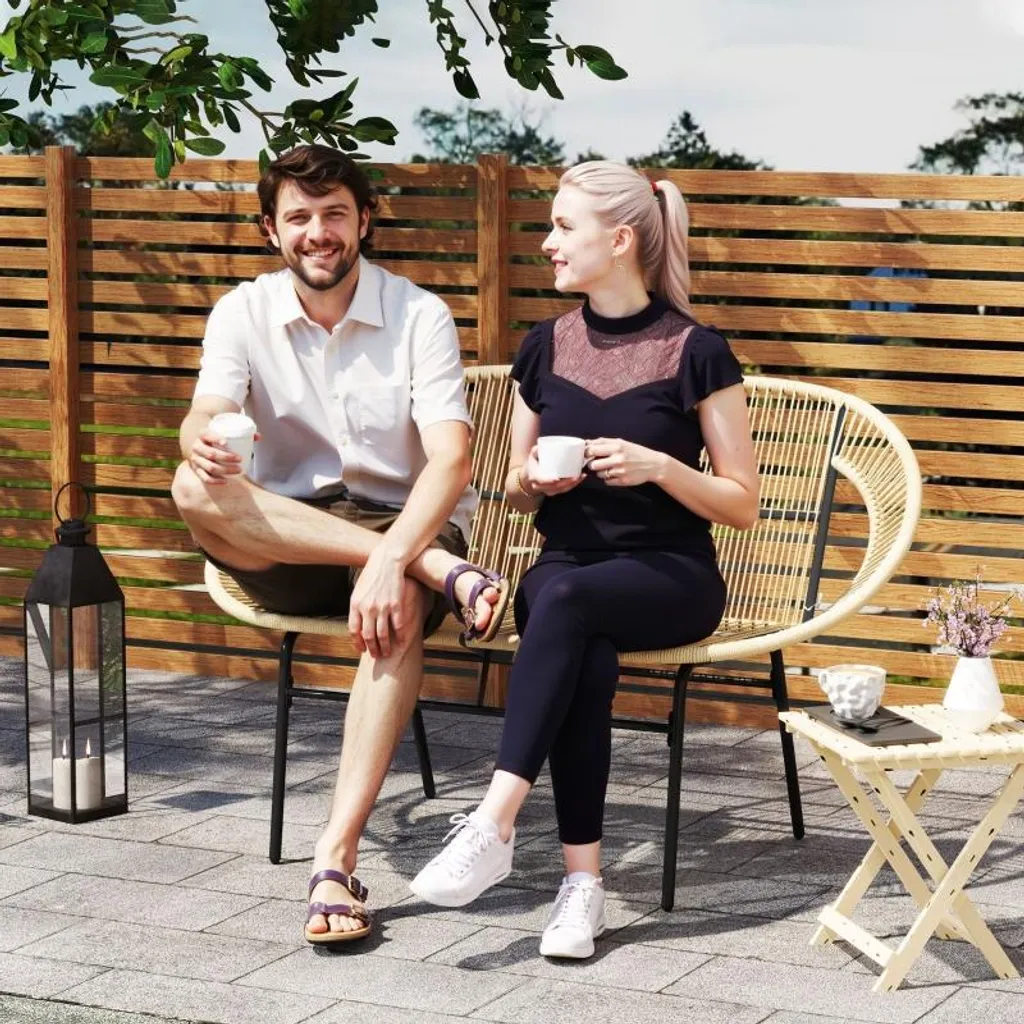 Banc pour balcon et terrasse 2 places, design tressé confortable - 2