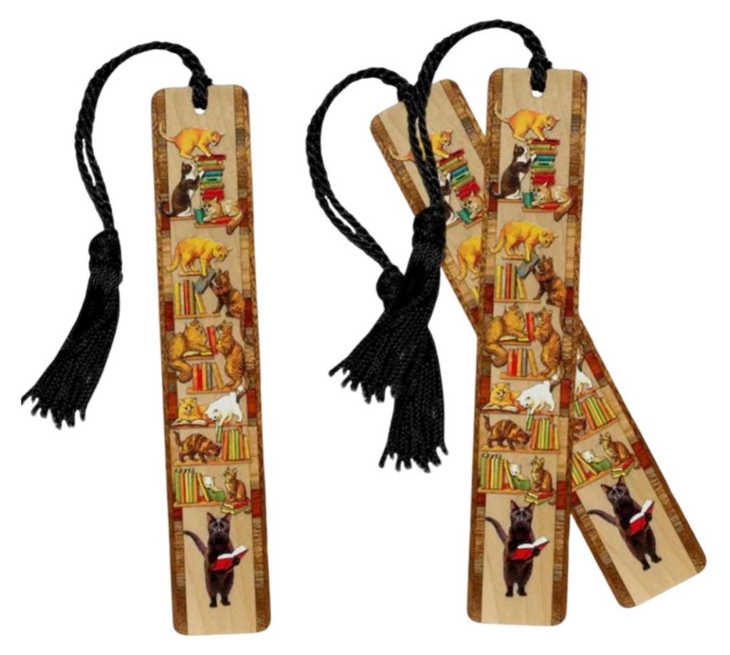 1/2/3-teiliges Lesezeichen-Set mit Kätzchenmotiv: Niedliche Lesezeichen aus Holz mit Quasten und Katzenmotiv – ein lustiges Geschenk für Männe...