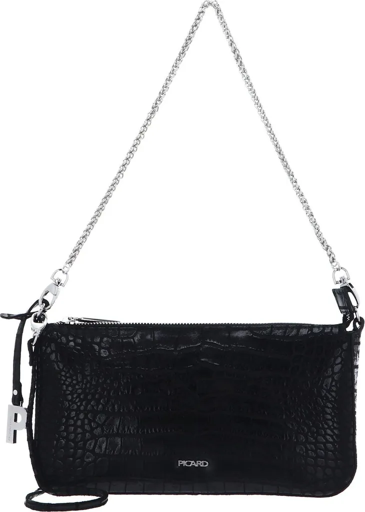 Picard Auguri : sac cuir noir croco bandoulière, élégance organisée