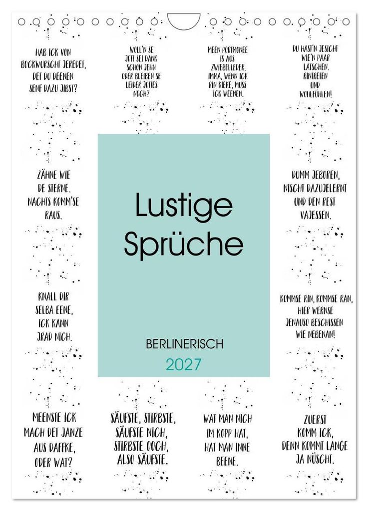 BERLINERISCH Lustige Sprüche (Wandkalender 2027 DIN A4 hoch), CALVENDO Monatskalender