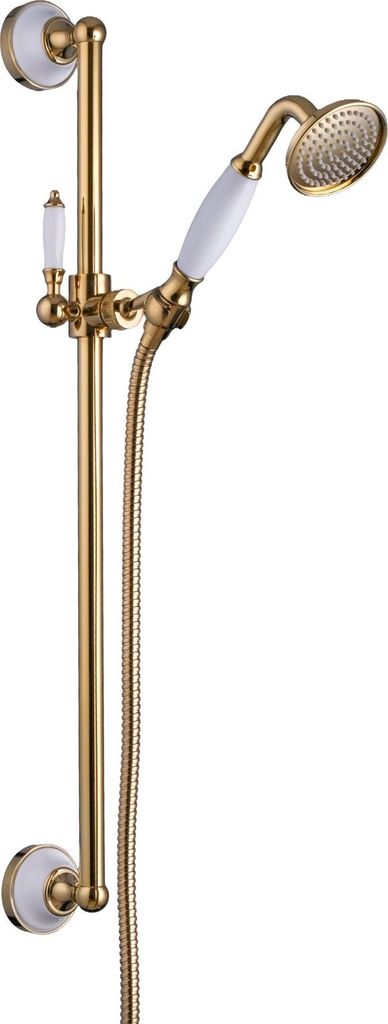 PaulGurkes Brausestange mit Handbrause Set Gold Retro Antik Nostalgie Brausestange Keramik