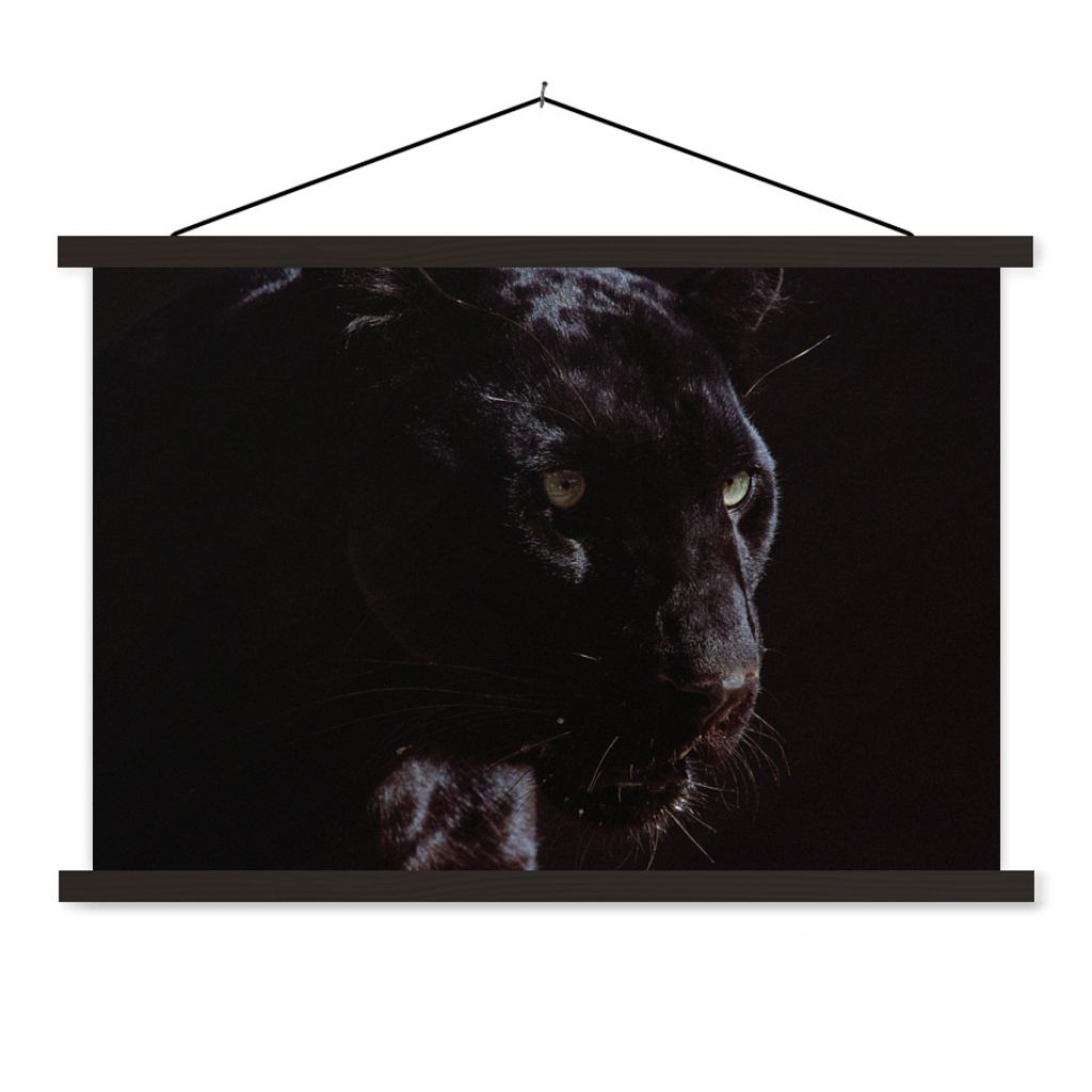 MuchoWow Textilposter Panther - Tier - Schwarz 150x100 cm mit schwarzem Rahmen - Schlafzimmer