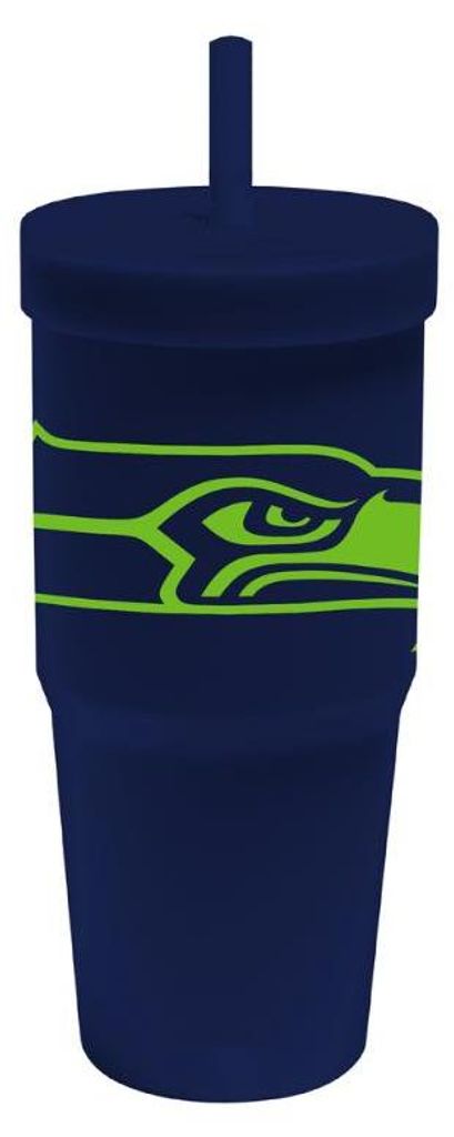 Seattle Seahawks Silicon Glass W/Straw & Lid