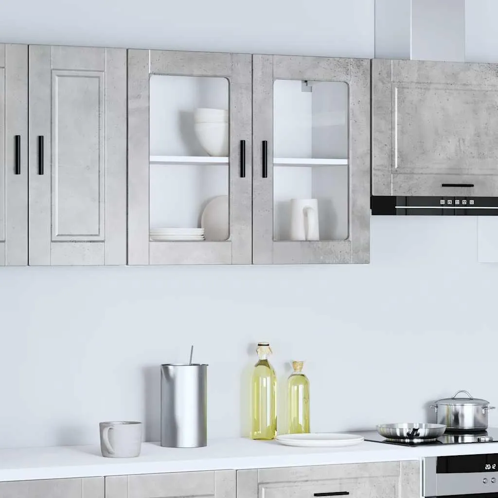 vidaXL Pensile da cucina con anta in vetro Porto concrete grey