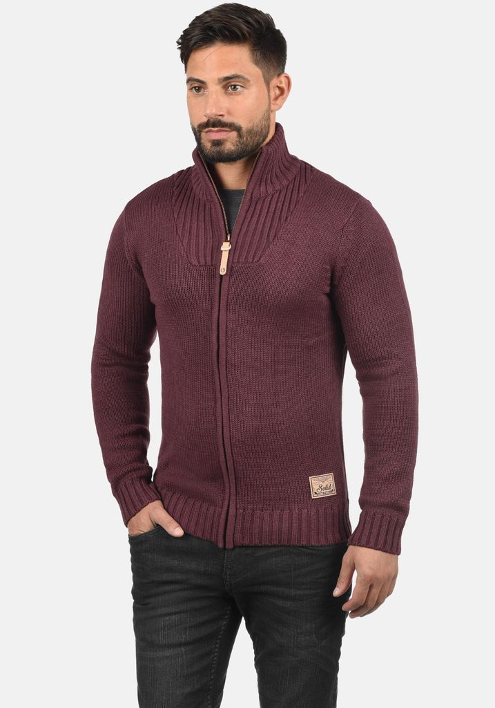 SOLID SDPoul Herren Strickjacke Cardigan Grobstrick Pullover mit Stehkragen Baumwollmischung Regular fit