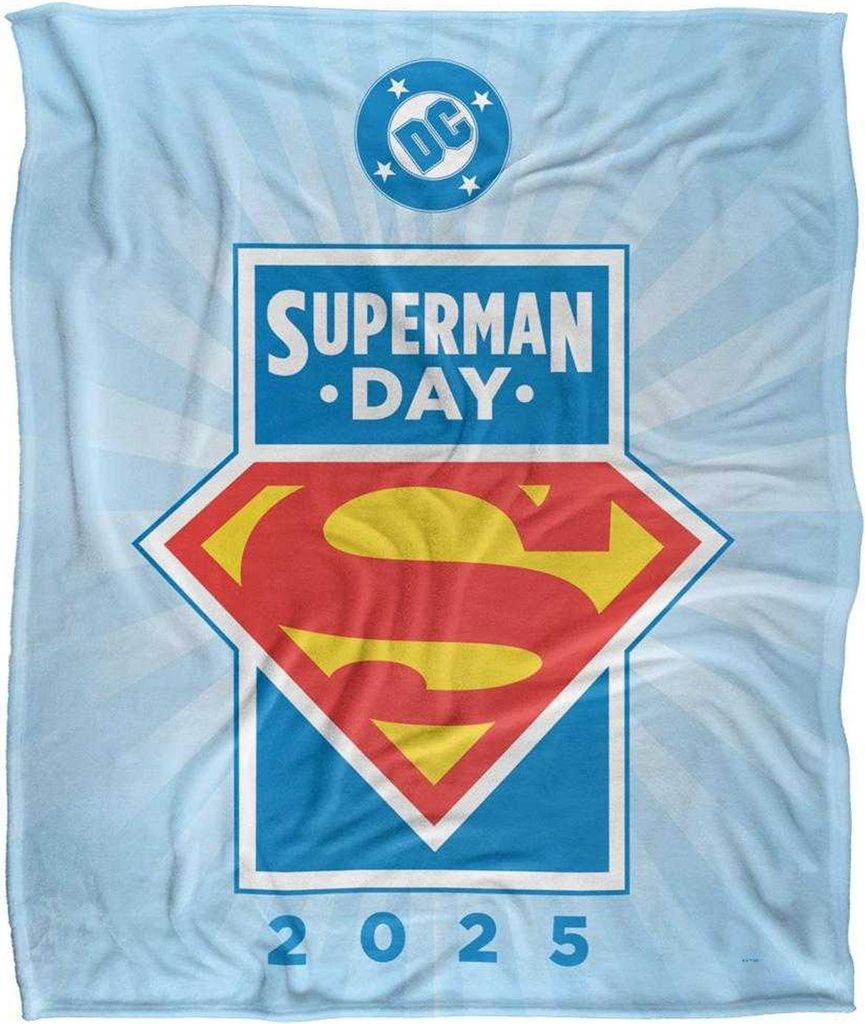 Superman - "Superman Day 2025" Logo Decke, Seidig, Supersoft TV23992 (Einheitsgröße) (Blau/Rot)