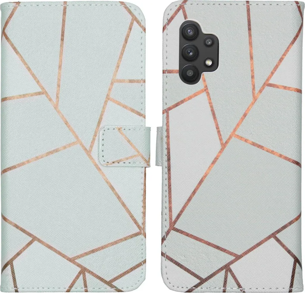 Custodia a libro in TPU imoshion Design per Samsung Galaxy A32 (5G) - Grafica bianca