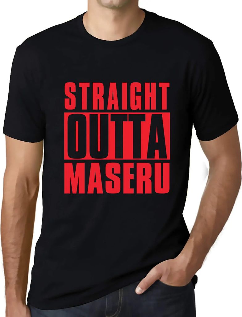 Herren Grafik T-Shirt Straight Outta Maseru Öko-Verantwortlich Vintage Jahrgang Kurzarm Lustige Druck Geburtstag Geschenk Mann
