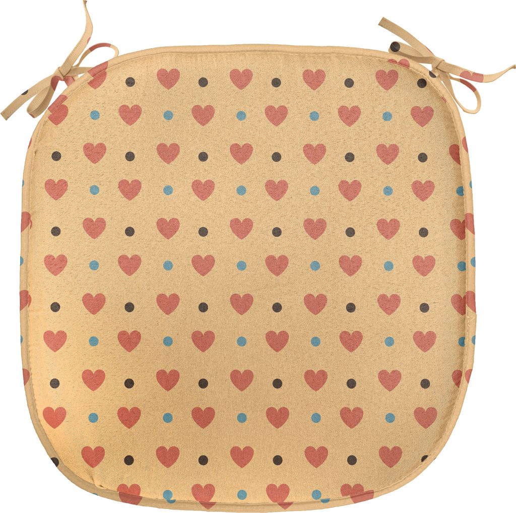 ABAKUHAUS Romantisch Polster für Esszimmerstühle, Herz-Retro Tupfen, Dekoratives wasserfestes Kissen mit Riemen für Küchensitze, 40 cm x 40 cm,...