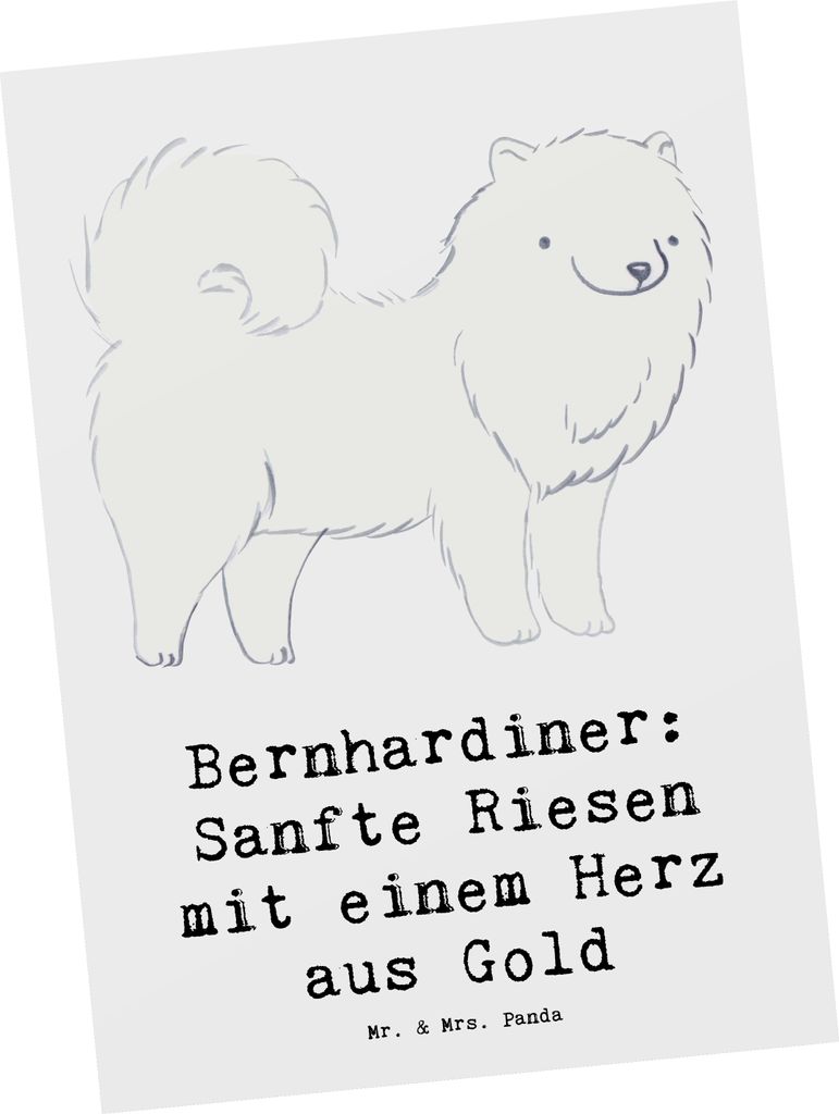 Mr. & Mrs. Panda Postkarte Bernhardiner Herz - Weiß - Geschenk, Rettungshunde, Grußkarte, kuscheln auf der Couch, bildkarte, genial, Ansichtskart...