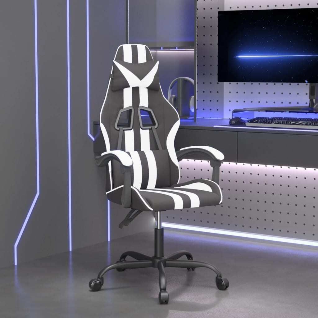 Eleganten-Stil Gaming-Stuhl Schwarz und Weiß Kunstleder - Bürostühle Hommie6842671 1parcel