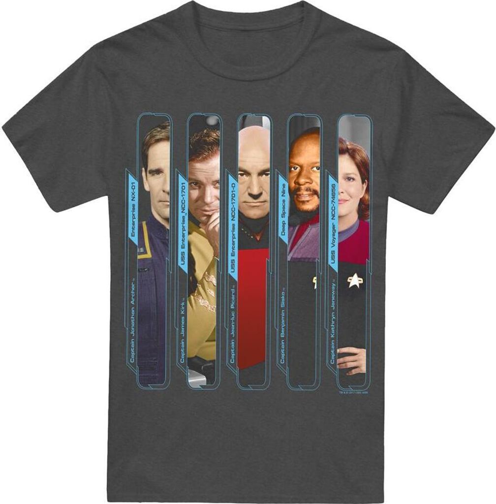 Star Trek - "The Captains" T-Shirt für Herren/Damen Uni TV18136 (3XL) (Holzkohle)