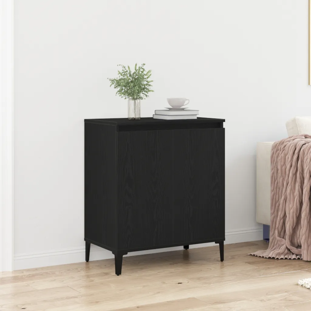 Petit meuble de rangement noir aspect chêne 60x35x70 cm pour appartement