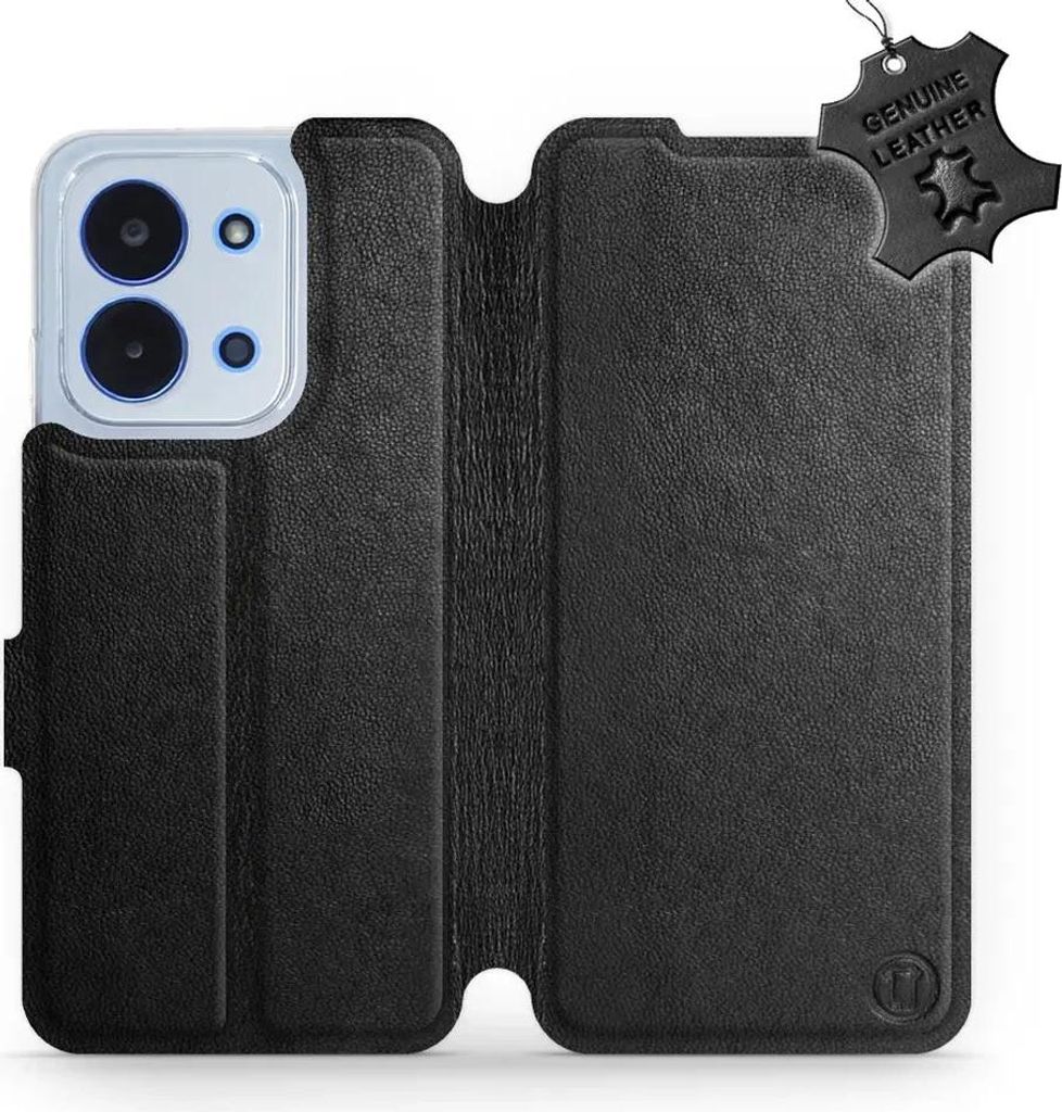 Echtleder Handyhülle für Xiaomi Redmi 15C 4G, Mobiwear Leather, Schwarz