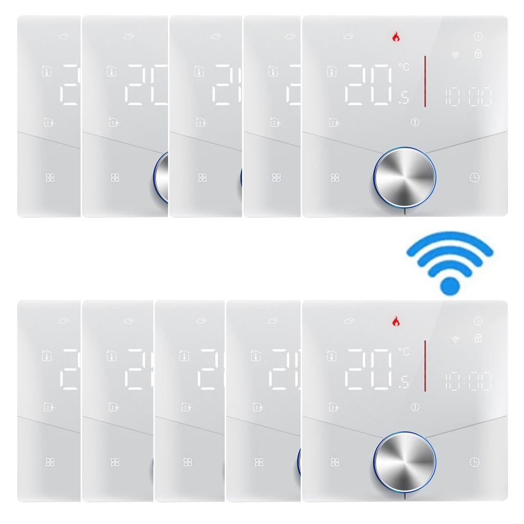 10X Smart Tuya WiFi-Thermostat, Digital LED Raumthermostat Sprachsteuerung Wandthermostat fuer 16A Elektrische Heizung Fussbodenheizung mit dimmbar...