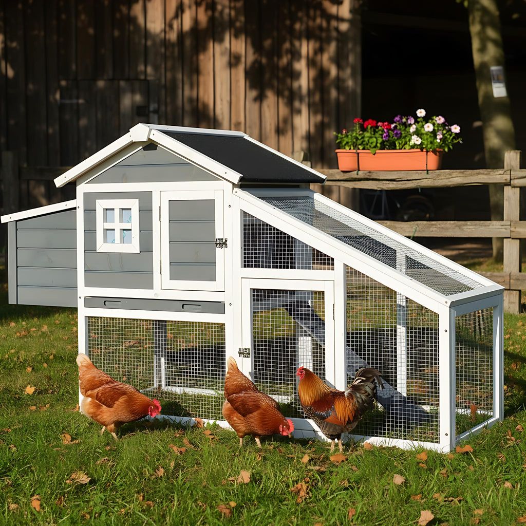 zooprinz Hühnerstall Hühnerhaus Dottie L | Nistkasten | Rampe | Freilauf | XXL | Wetterfest | 175x101x66cm (BxHxT)