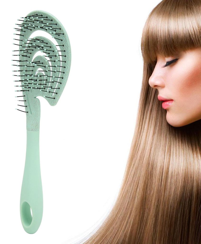 Massagekamm, antistatisch, aufhängbar, extra langer Griff, gebogen, waschbar, für sanftes Haarstyling