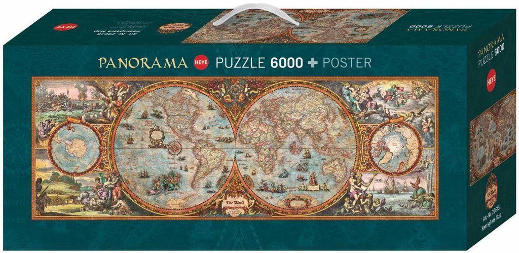HEYE Panoramapuzzle Weltkarte ( Hemisphä re)  6000 Teile Produktbild 
